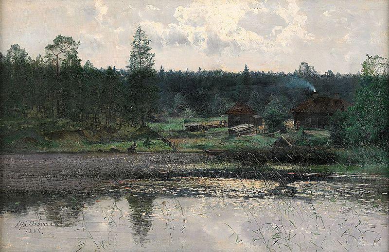 Alfred Thorne Insjolandskap med gard oil painting image